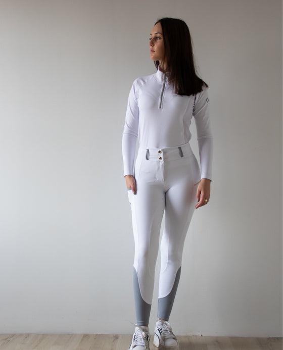 Show White Kinetix Hybrid Breeches - Equine Culture